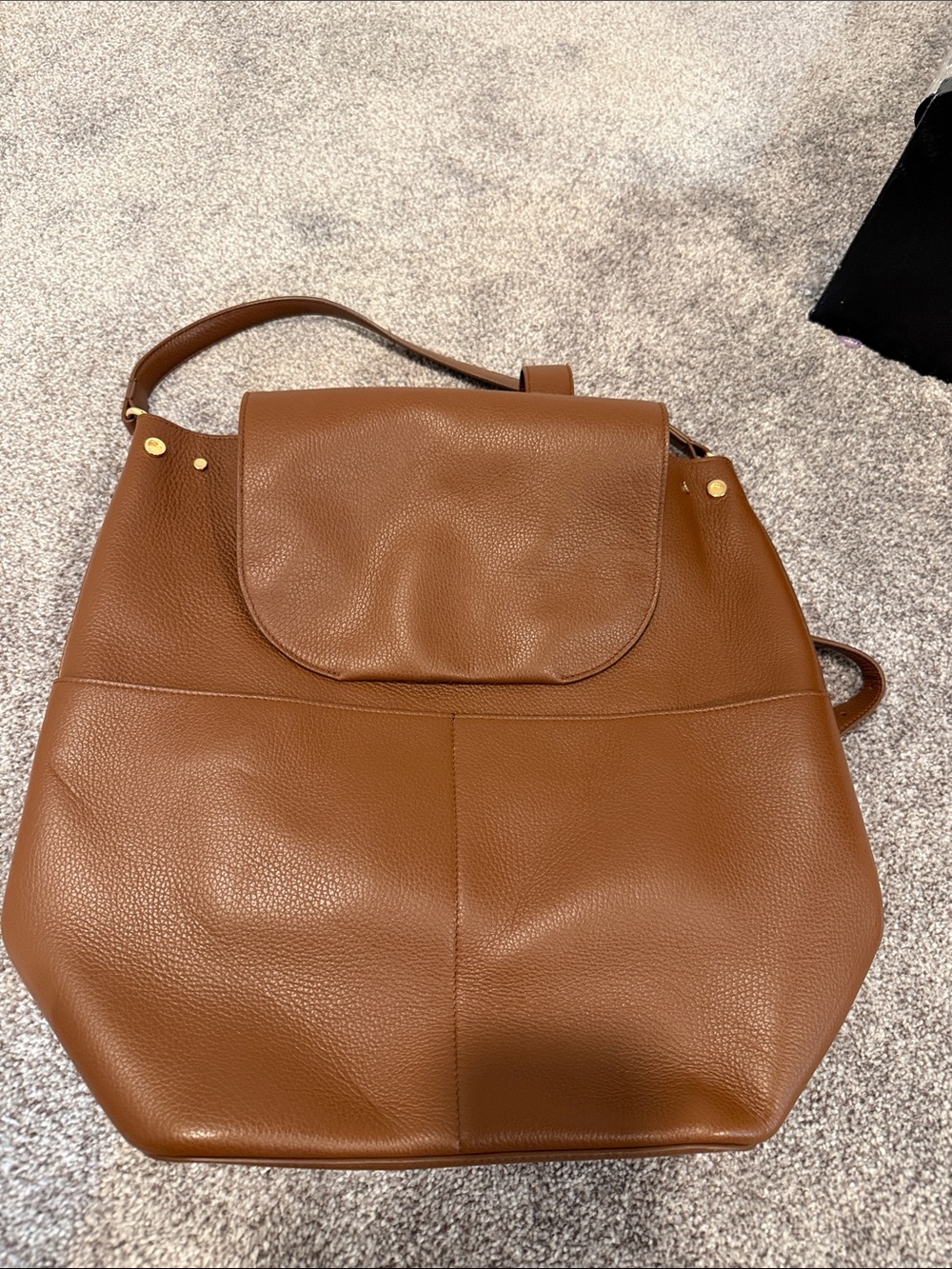 Cuyana Pebbled Leather Backpack Tote in Brown